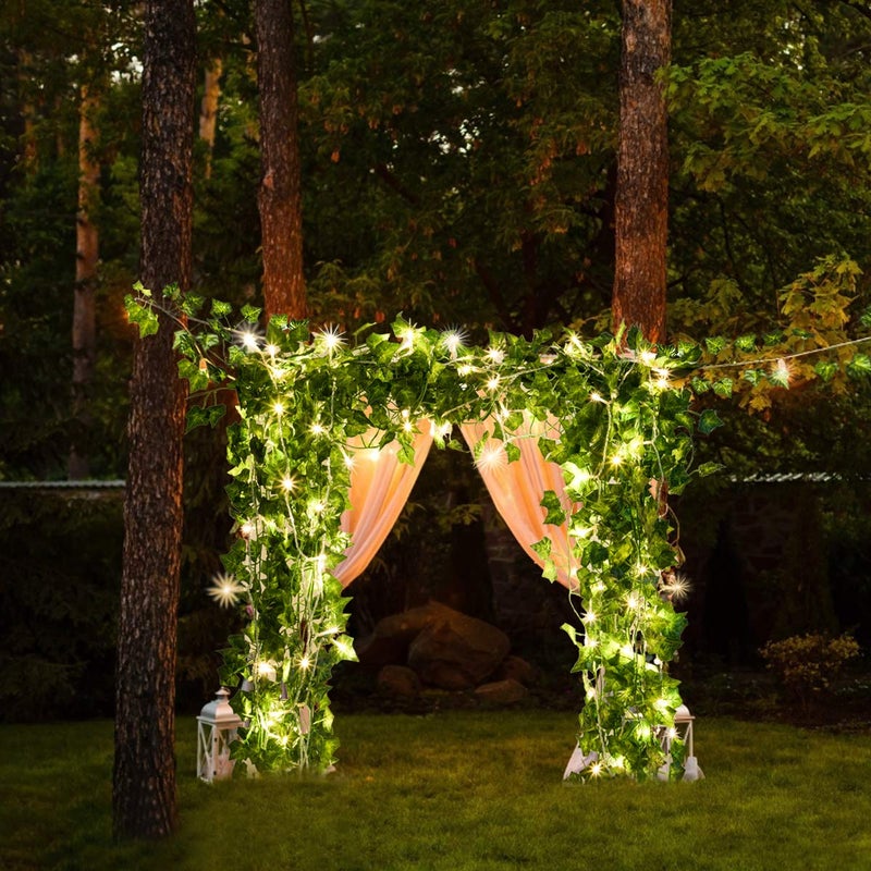 KASZOO 24Pack / Each 82 inch, Artificial Ivy Garland Fake Plants with 160 LED String Light, Green for Wedding Party Garden Outdoor Greenery Wall Decoration - Image 4